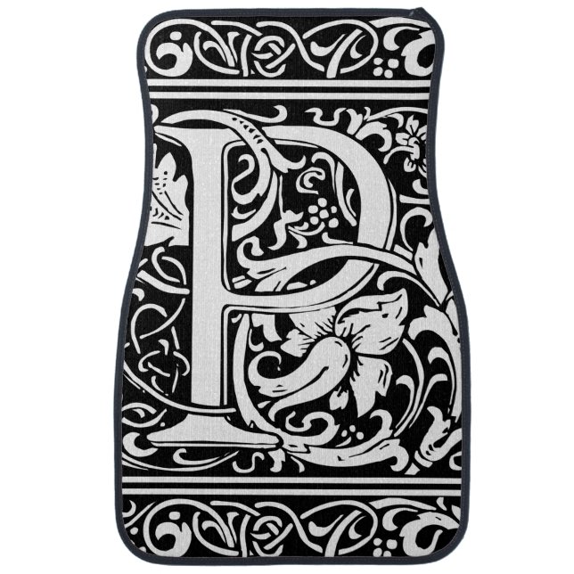 Letter P Medieval Monogram Art Nouveau Car Floor Mat (Front)