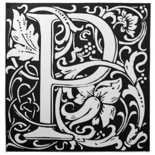 Letter P Medieval Monogram Art Nouveau Cloth Napkin