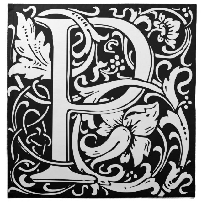 Letter P Medieval Monogram Art Nouveau Cloth Napkin (Front)