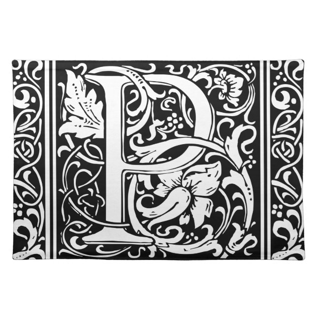 Letter P Medieval Monogram Art Nouveau Cloth Placemat (Front)