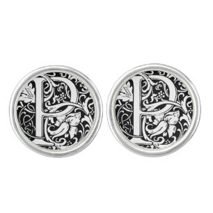 Letter P Medieval Monogram Art Nouveau Cufflinks