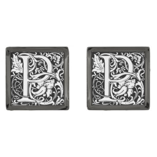 Letter P Medieval Monogram Art Nouveau Cufflinks