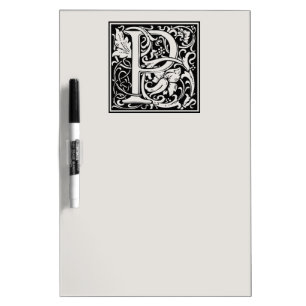 Letter P Medieval Monogram Art Nouveau Dry Erase Board
