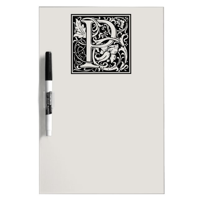 Letter P Medieval Monogram Art Nouveau Dry Erase Board (Front)