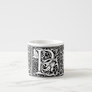 Letter P Medieval Monogram Art Nouveau Espresso Cup