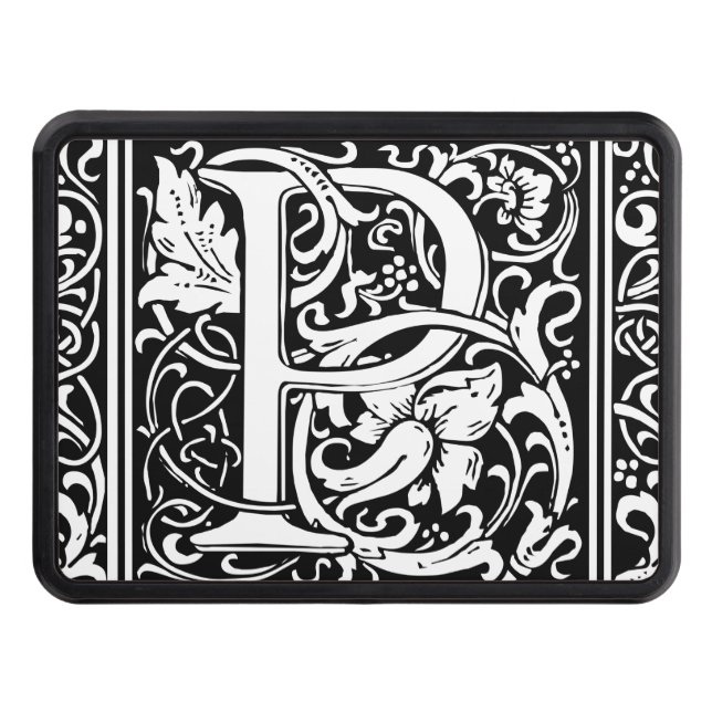 Letter P Medieval Monogram Art Nouveau Hitch Cover (Front)