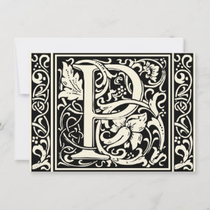 Letter P Medieval Monogram Art Nouveau Invitation