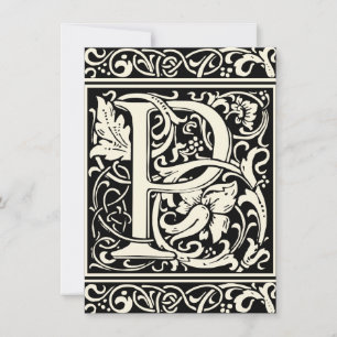 Letter P Medieval Monogram Art Nouveau Invitation