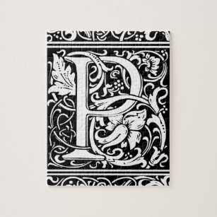 Letter P Medieval Monogram Art Nouveau Jigsaw Puzzle