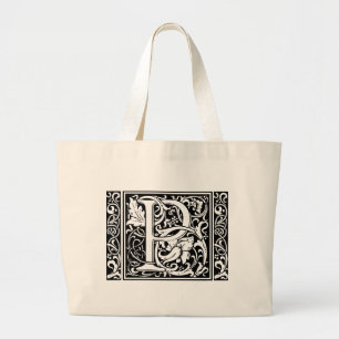 Letter P Medieval Monogram Art Nouveau Large Tote Bag