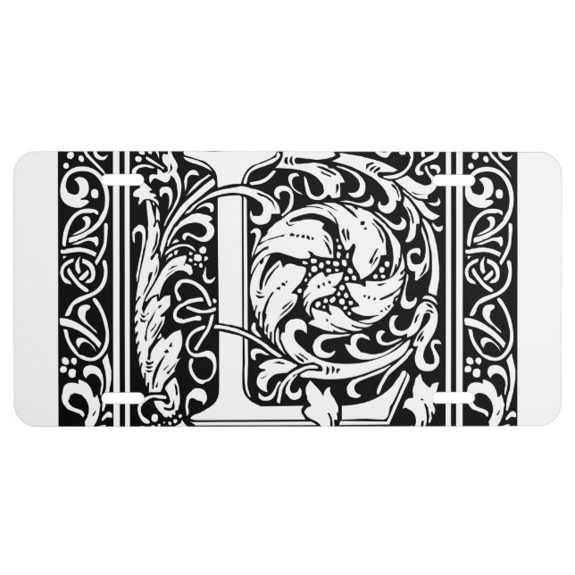 Letter P Medieval Monogram Art Nouveau License Plate (Front)