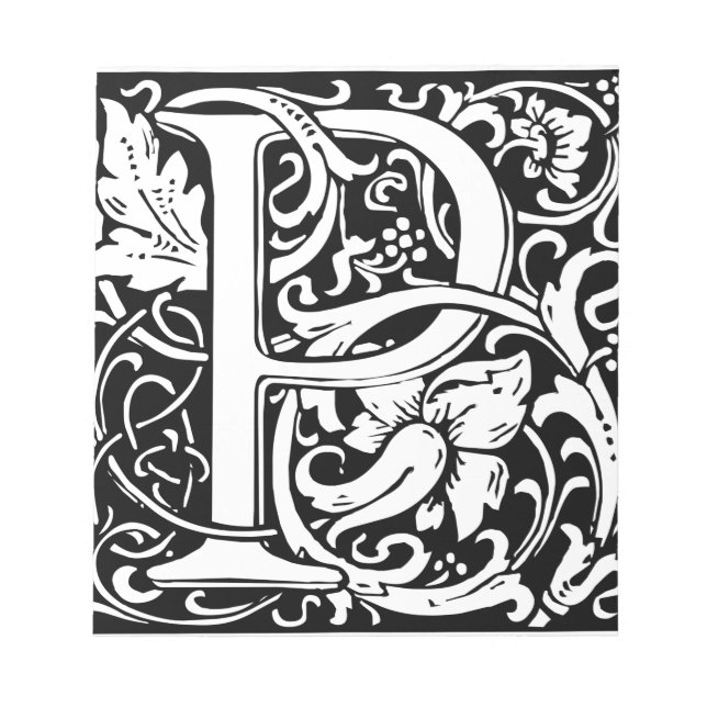 Letter P Medieval Monogram Art Nouveau Notepad (Front)