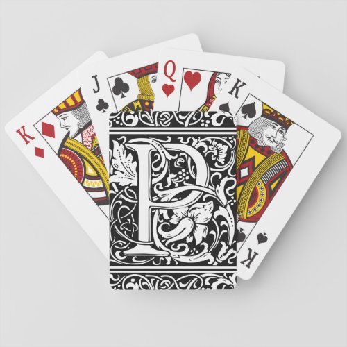 Letter P Medieval Monogram Art Nouveau Playing Cards