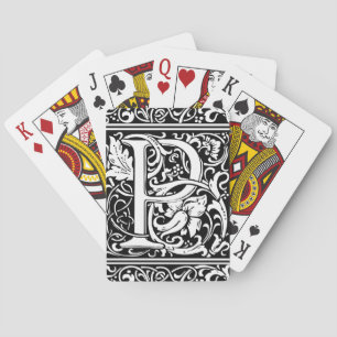Letter P Medieval Monogram Art Nouveau Poker Cards