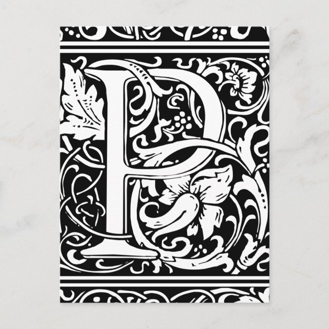 Letter P Medieval Monogram Art Nouveau Postcard (Front)