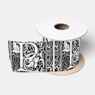 Letter P Medieval Monogram Art Nouveau Satin Ribbon