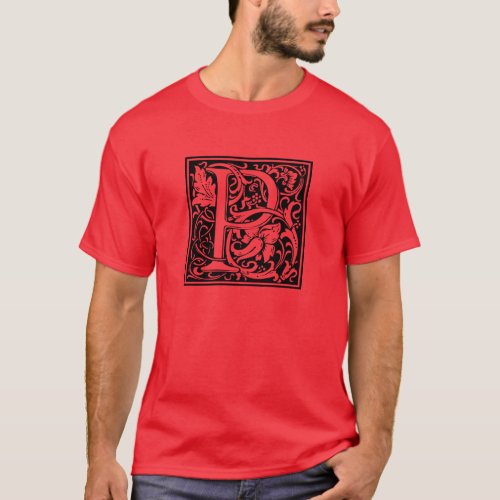 Letter P Medieval Monogram Art Nouveau T_Shirt