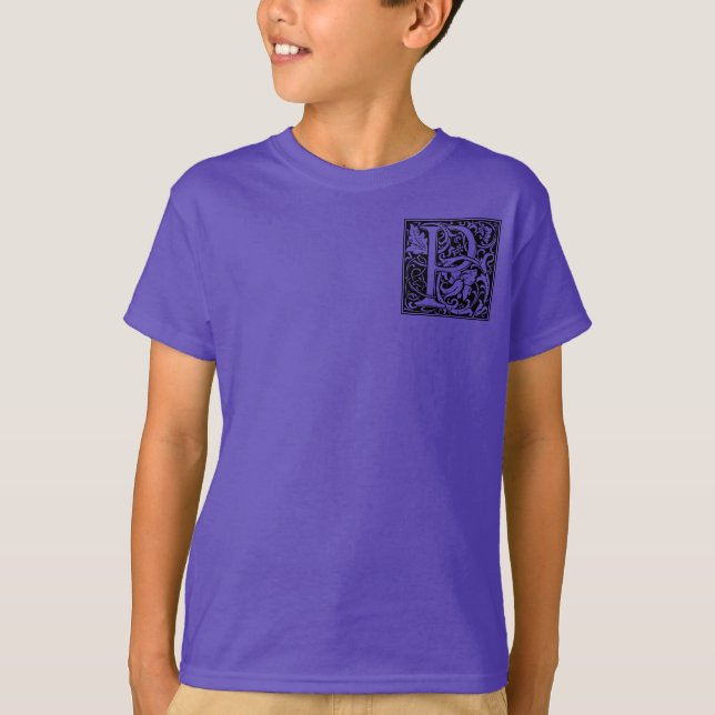 Letter P Medieval Monogram Art Nouveau T-Shirt (Front)