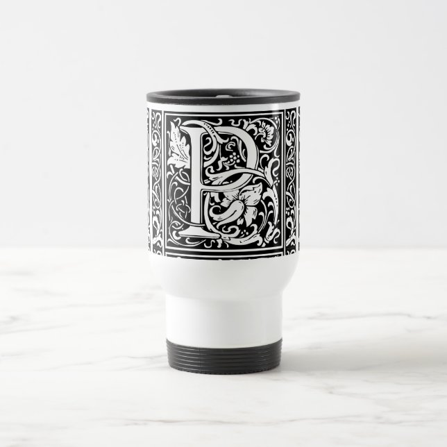 Letter P Medieval Monogram Art Nouveau Travel Mug (Center)