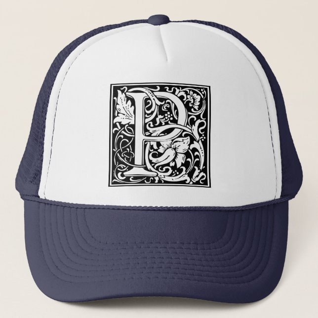 Letter P Medieval Monogram Art Nouveau Trucker Hat (Front)