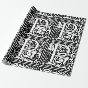 Letter P Medieval Monogram Art Nouveau Wrapping Paper