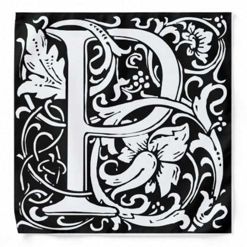 Letter P Medieval Monogram Vintage Initial Bandana