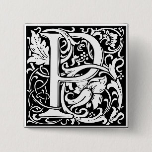 Letter P Medieval Monogram Vintage Initial Button
