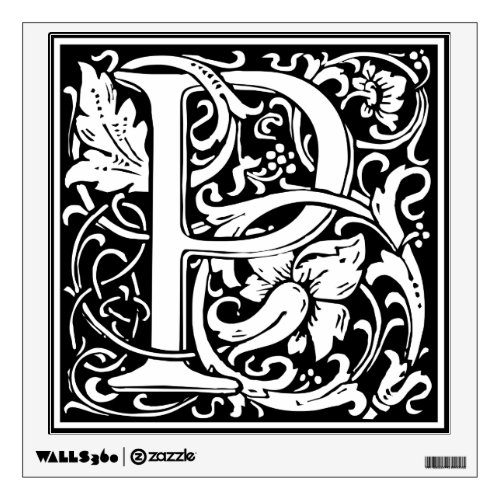 Letter P Medieval Monogram Vintage Initial Wall Sticker