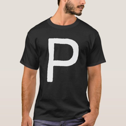 Letter P Men Women Monogram Graphic Retro Initial T_Shirt