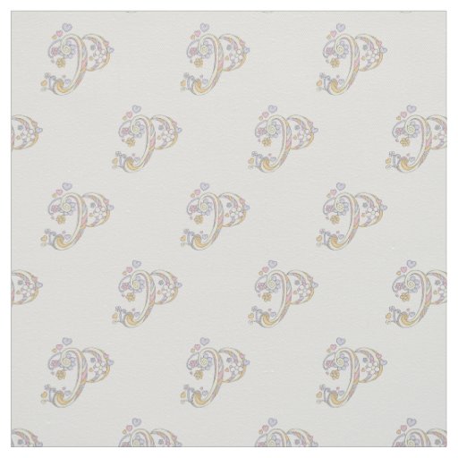 Letter P monogram decorative text custom fabric