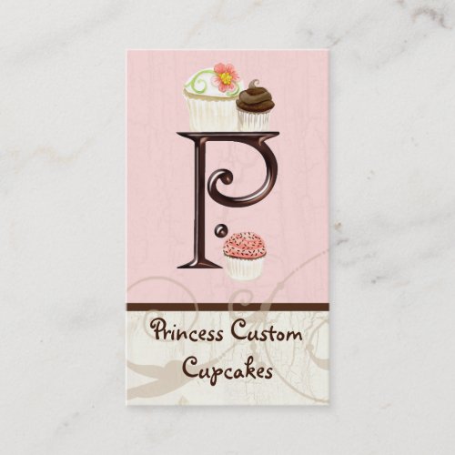 Letter P Monogram Dessert Bakery Business Cards