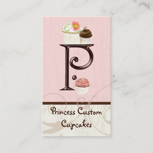 Customizable Letter P Monogram Dessert Bakery Business Cards