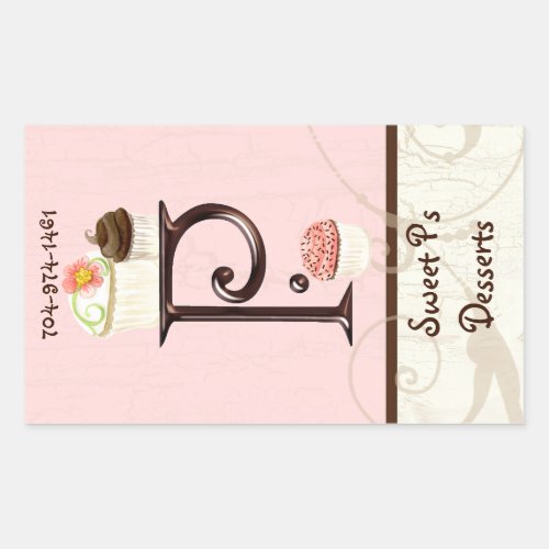 Letter P Monogram Dessert Bakery Business Cards Rectangular Sticker