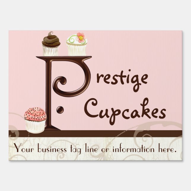 Letter P Monogram Dessert Bakery Business Signage (Back)
