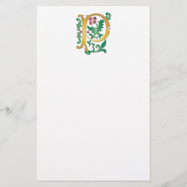 Letter P Monogram Fleur de lis Stationery (Front)