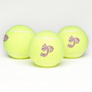 Letter P monogram girls personalized doodle art Tennis Balls