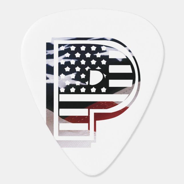 Letter P Monogram Initial USA Guitar Pick (Back)