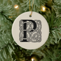 Letter P Monogram Vintage Celtic Knot Print