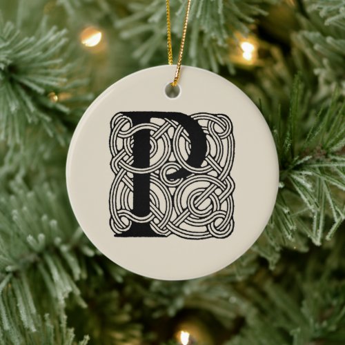 Letter P Monogram Vintage Celtic Knot Print