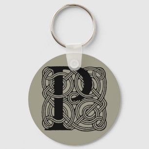 Letter P Monogram Vintage Celtic Knot Print Keychain