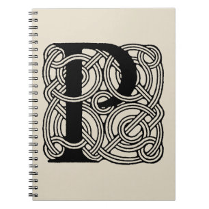 Letter P Monogram Vintage Celtic Knot Print Notebook