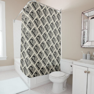Letter P Monogram Vintage Celtic Knot Print Shower Curtain