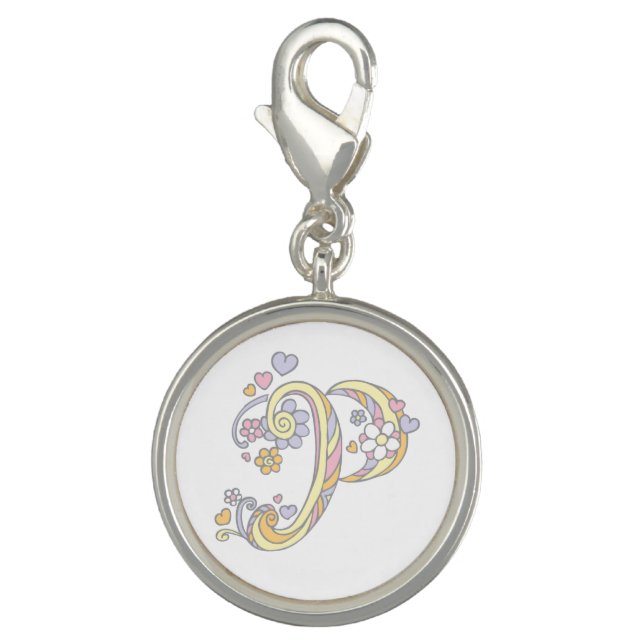 Letter P monogram whimsical charm (Front)