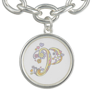 Letter P monogram whimsical charm Bracelet