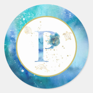 *~* LETTER P - Nautical Beach Envelope Sticker