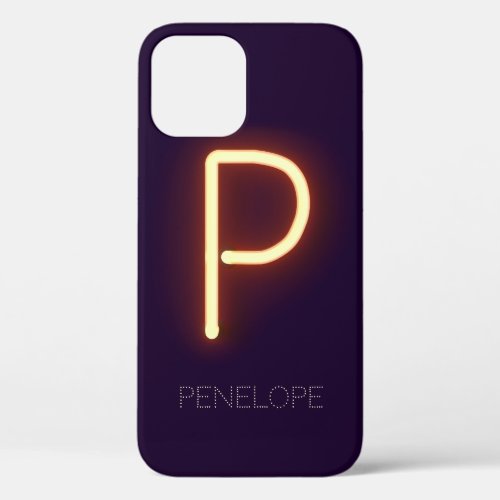 Letter P Neon Light Personalized iPhone 12 Case