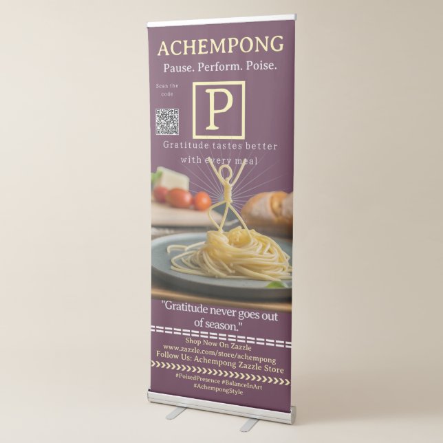Letter P: Pasta Gratitude | ACHEMPONG Vertical  Retractable Banner (3/4)