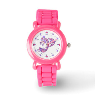 Letter P pink monogram personalized girls watch