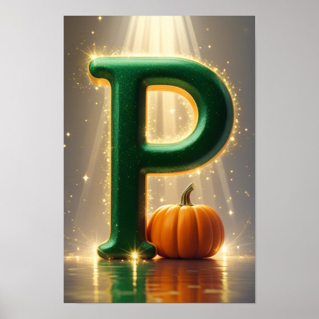 Letter P Poster with Pumpkin – Halloween Alphabet (Front)