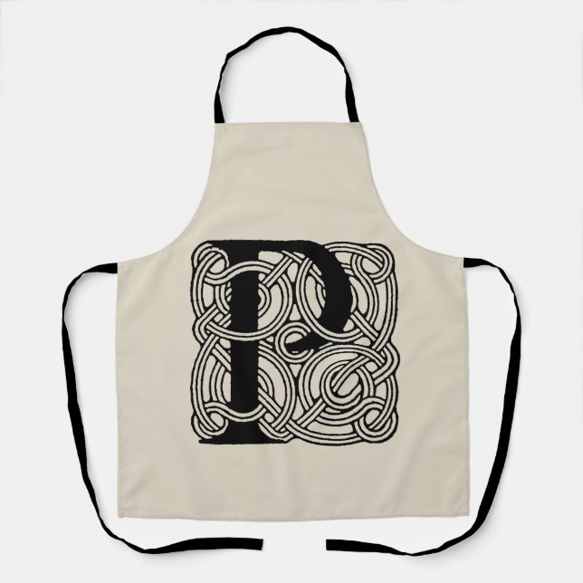 Letter P Vintage Celtic Knot Monogram Apron (Front)